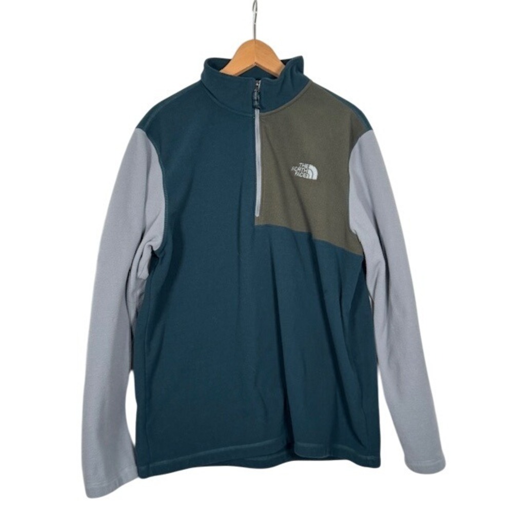 The North Face Mens Colorblock Quarter Zip Fleece Pullover L G